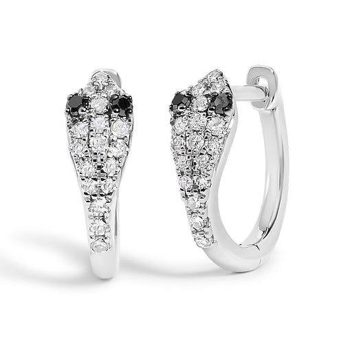 Bids.com 10K White Gold 1/5 Cttw Diamond Snake Eyes Huggy Hoop Earrings Earrings