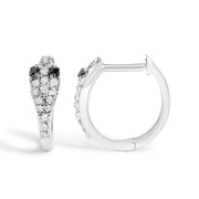 Bids.com 10K White Gold 1/5 Cttw Diamond Snake Eyes Huggy Hoop Earrings Earrings