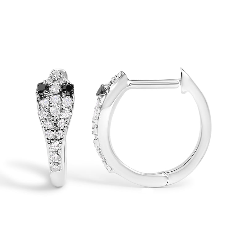 Bids.com 10K White Gold 1/5 Cttw Diamond Snake Eyes Huggy Hoop Earrings Earrings