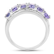 Bids.com 2.64 Carat Genuine Tanzanite .925 Sterling Silver Ring Rings