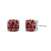 Bids.com 14K White Gold 1 1/2 Cttw Lab Grown Pink Cushion 4-Prong Set Classic Diamond Solitaire Stud Earrings (Pink Color, VS1-VS2 Clarity) Earrings