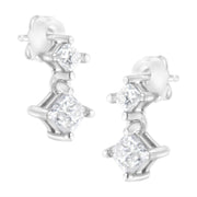 Bids.com 14K White Gold 3/4 cttw Double Diamond Princess-Cut Stud Earrings (I-J Clarity, I2-I3 Color) Earrings
