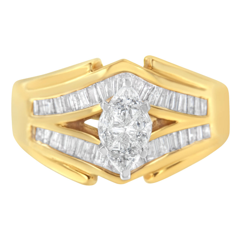 Bids.com 14KT Two-Toned Gold Diamond Cocktail Ring (1 cttw, H-I Color, SI1-SI2 Clarity) Rings