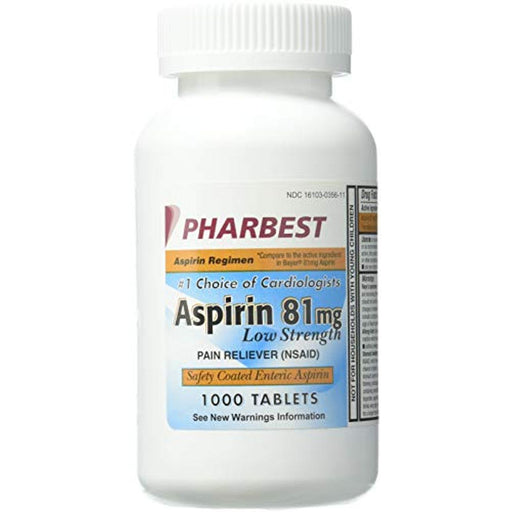 Pharbest Aspirin PHARBEST 81mg - 1000 Tablets Tablet Computers