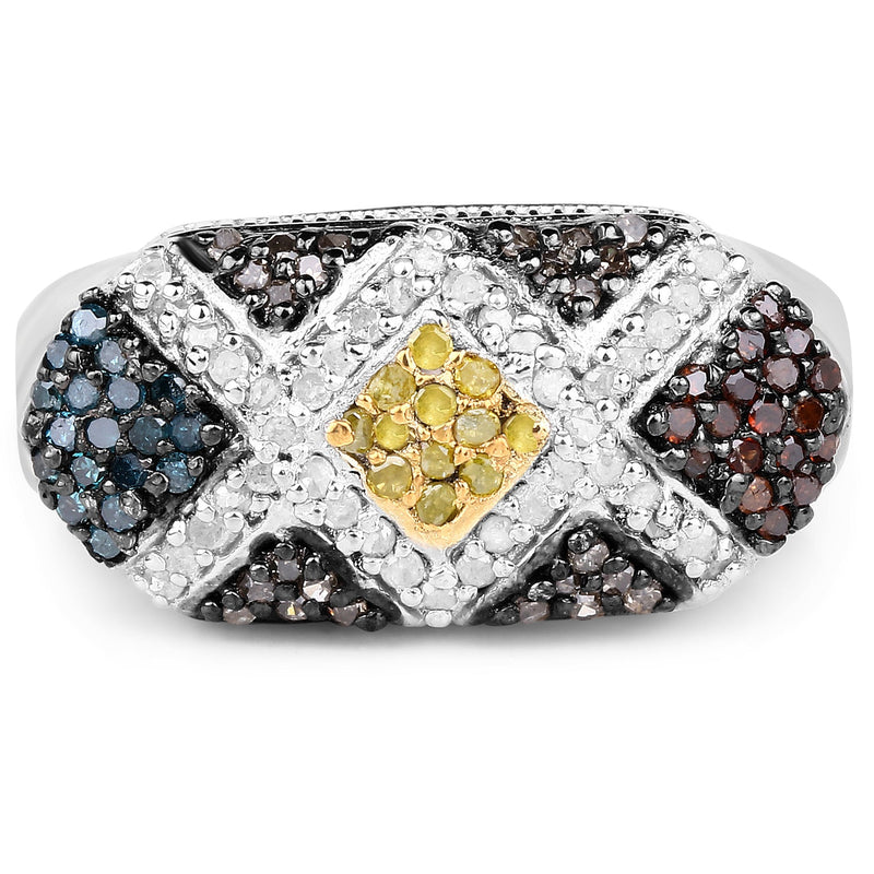 Bids.com 0.61 Carat Genuine Multi Diamond .925 Sterling Silver Ring Rings
