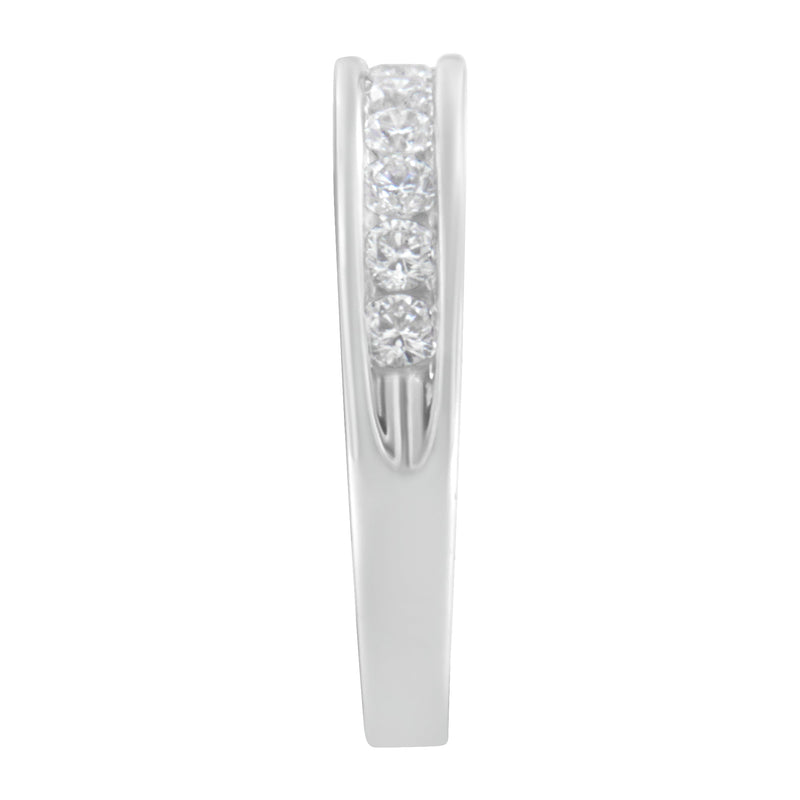 Bids.com 18K White Gold Round Diamond 1/2 Cttw Channel Band Ring Rings