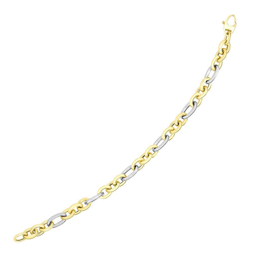Bids.com 14k Two-Tone Gold Long and Short Style Oval Link Bracelet Bracelets