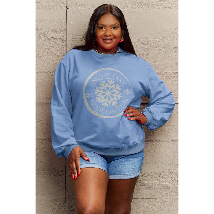 Simply Love SNOW DAY SUPPORTER Round Neck Sweatshirt