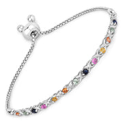 Bids.com 0.88 Carat Genuine Multi Sapphire .925 Sterling Silver Bracelet Bracelets