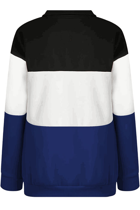 Color Block Quarter Zip Long Sleeve Sweatshirt