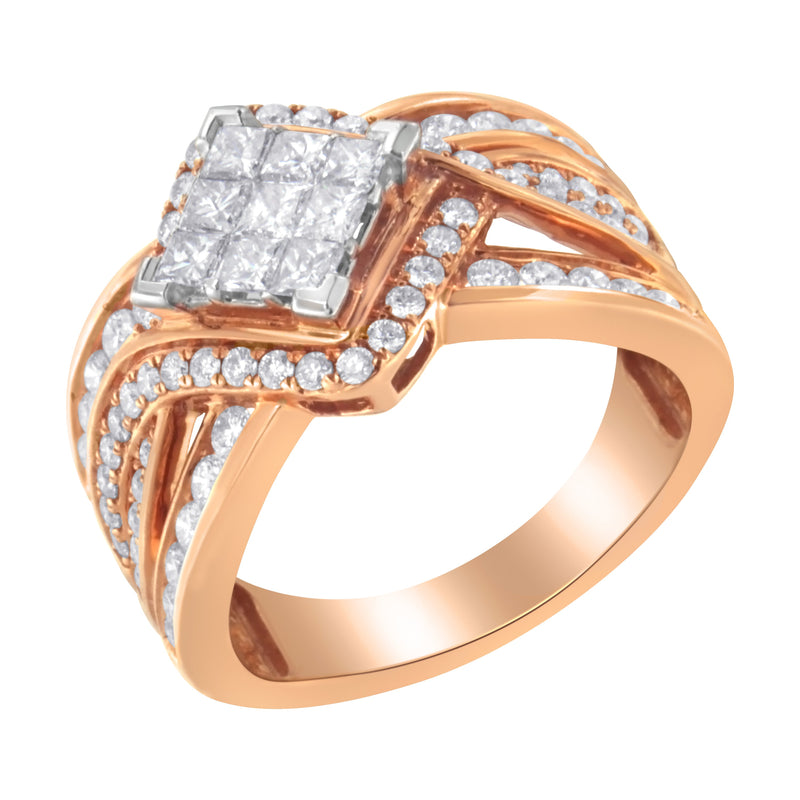 Bids.com Two-Tone 10KT Gold Diamond Bypass Cocktail Ring (1 1/2 cttw, H-I Color, I1-I2 Clarity) Rings