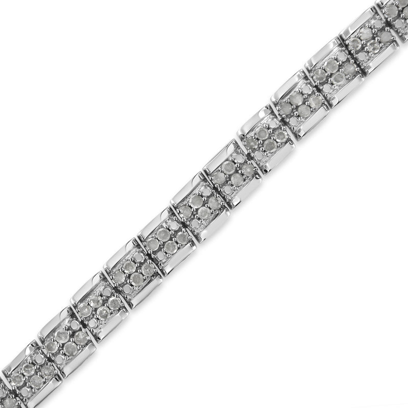 Bids.com .925 Sterling Silver 2.0 Cttw Diamond 7" Round Miracle Plate Link Bracelet (I-J Color, I2-I3 Clarity) Bracelets