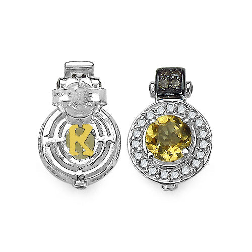Bids.com 1.00 Carat Genuine Citrine and 0.31 ct.t.w Genuine Diamond Accents Sterling Silver Earrings Earrings