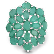 Bids.com 5.88 Carat Genuine Emerald .925 Sterling Silver Ring Rings