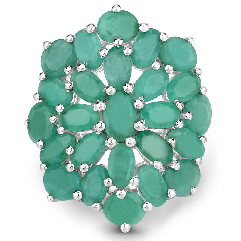 Bids.com 5.88 Carat Genuine Emerald .925 Sterling Silver Ring Rings