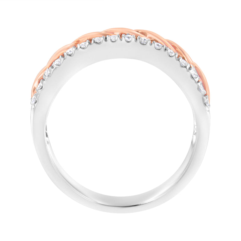 Bids.com 10K White and Rose Gold 1/3 Cttw Diamond Split Shank and Infinity Ribbon Band Ring (I-J Color, I1-I2 Clarity) - Size 6 Rings