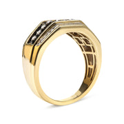 Bids.com Men's 14K Yellow Gold Plated .925 Sterling Silver 1 1/2 Cttw White and Black Treated Diamond Cluster Ring (Black / I-J Color, I2-I3 Clarity) - Size 10 Rings