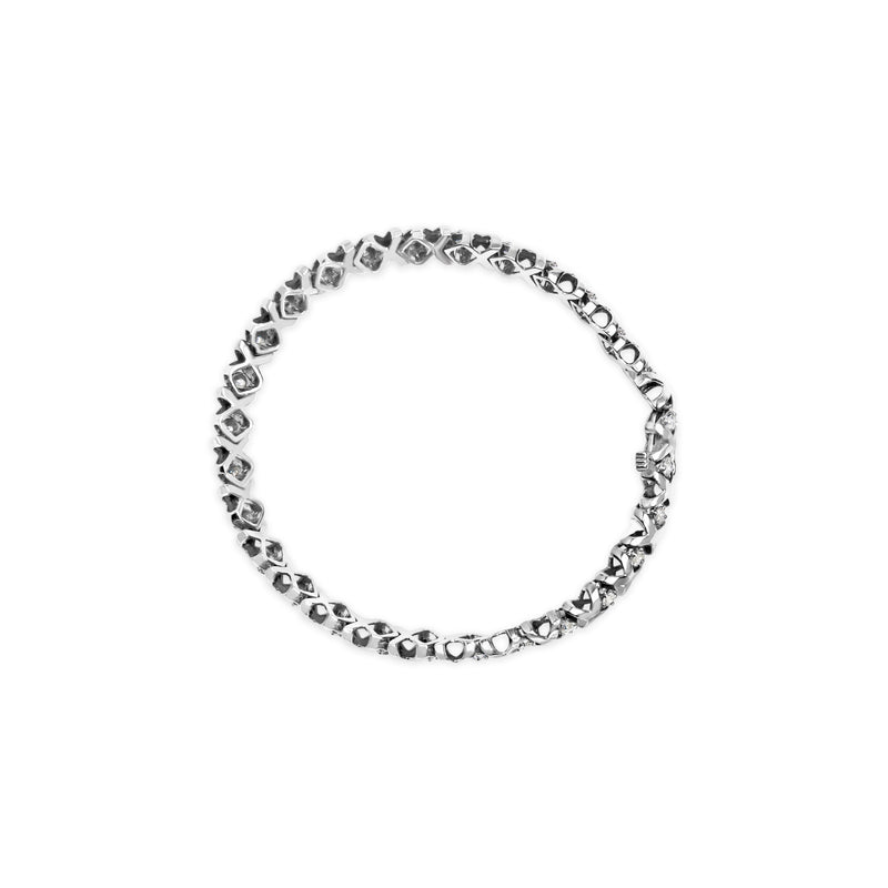Bids.com 10K White Gold 1 1/2 Cttw Diamond Alternating Diamond and X-Link 7.5" Tennis Bracelet (H-I Color, I2-I3 Clarity) Bracelets