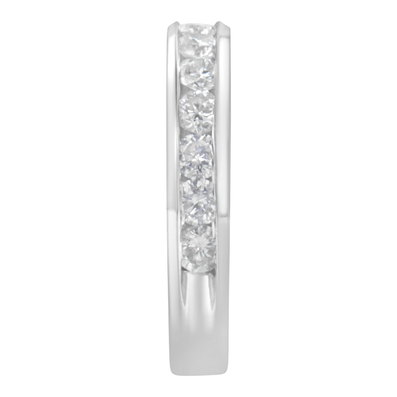 Bids.com IGI Certified 1.0 Cttw Diamond 18K White Gold Channel-Set Half-Eternity Band Wedding Ring (E-F Color, I1-I2 Clarity) - Size 5-1/2 Rings