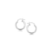 Bids.com Sterling Silver Polished Hoop Style Earrings with Rhodium Plating (15mm) Earrings