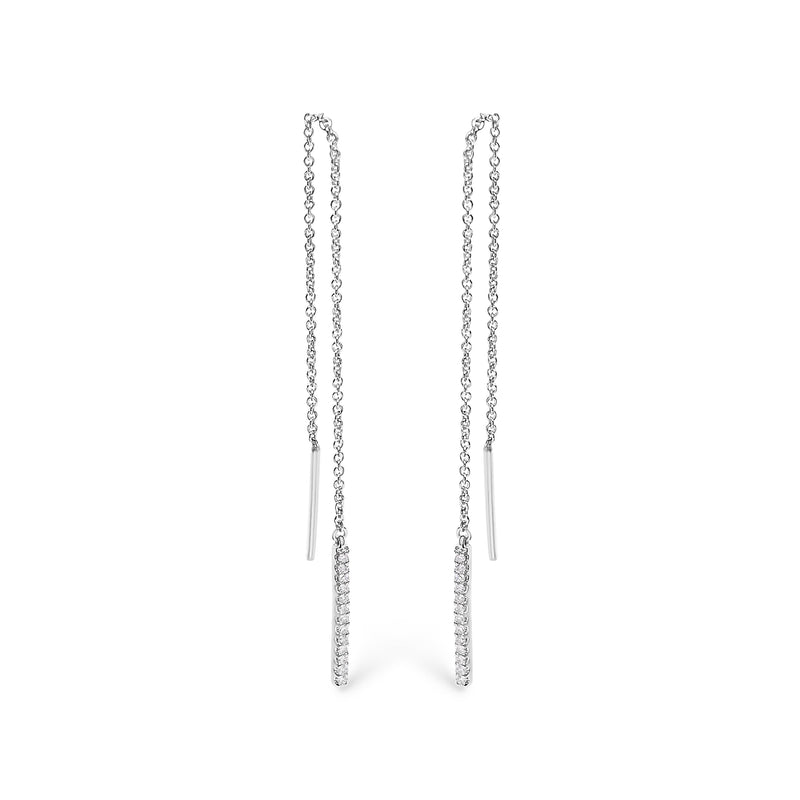 Bids.com 10K White Gold 1/10 Cttw Diamond Threader Earrings Earrings