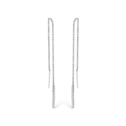 Bids.com 10K White Gold 1/10 Cttw Diamond Threader Earrings Earrings
