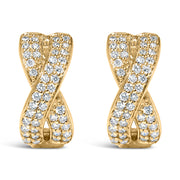 Bids.com 14K Yellow Gold 1/3 Cttw Diamond Criss Cross Huggie Hoop Earrings (G-H Color, SI2-I1 Clarity) Earrings