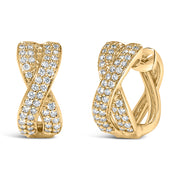 Bids.com 14K Yellow Gold 1/3 Cttw Diamond Criss Cross Huggie Hoop Earrings (G-H Color, SI2-I1 Clarity) Earrings