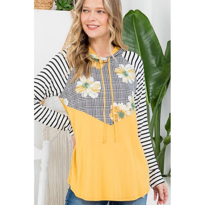 Plus Floral Stripe Mix Sweatshirts