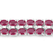 Bids.com 20.03 Carat Glass Filled Ruby and White Topaz .925 Sterling Silver Bracelet Bracelets