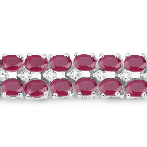 Bids.com 20.03 Carat Glass Filled Ruby and White Topaz .925 Sterling Silver Bracelet Bracelets