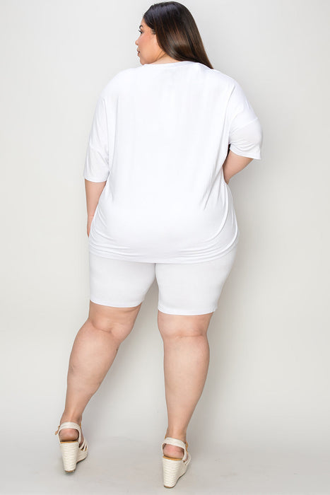 Bamboo V-Neck Drop Shoulder T-Shirt and Shorts Set