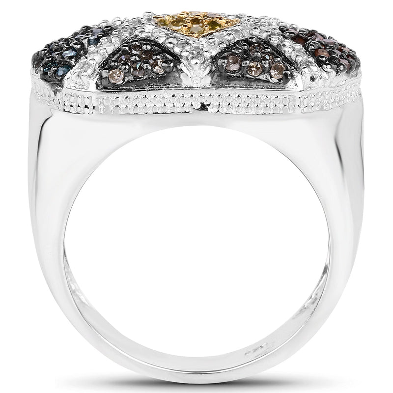 Bids.com 0.61 Carat Genuine Multi Diamond .925 Sterling Silver Ring Rings