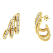 Bids.com 10K Yellow Gold 1.0 Cttw Round Brilliant Cut Diamond Spiral Multi Row Channel Set Open Hoop Pushback Stud Earrings (H-I Color, I1-I2 Clarity) Earrings