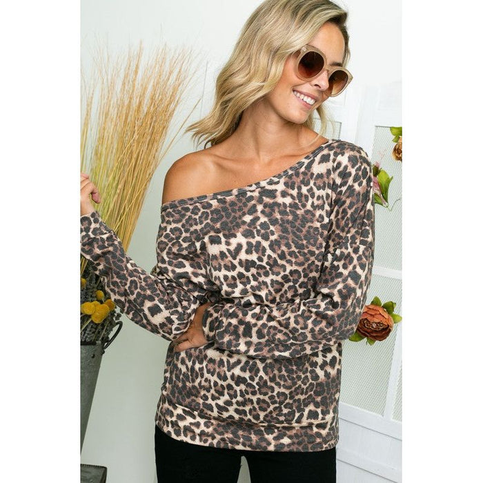 Cheetah One Shoulder Plus Top