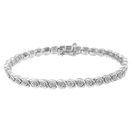 Bids.com .925 Sterling Silver 1.0 cttw Miracle Set Diamond Spiraling Bezel Link Bracelet(I-J Color, I3 Clarity) -7.25" Bracelets