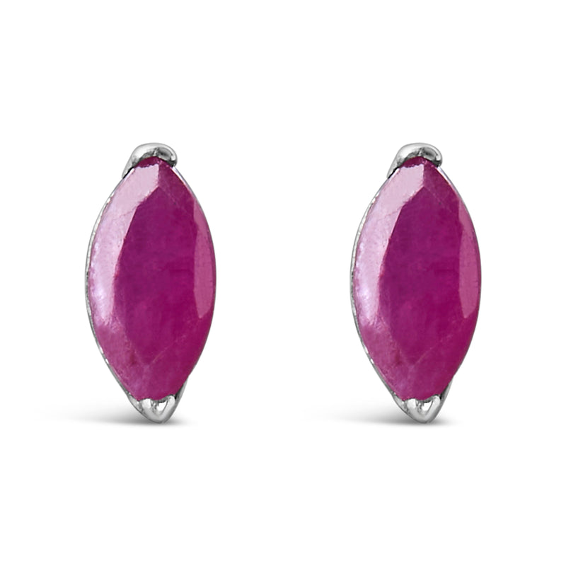Bids.com .925 Sterling Silver 1/2 Cttw Created Pink Ruby Gemstone Solitaire Stud Earrings Earrings