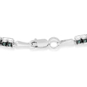 Bids.com Black Rhodium over .925 Sterling Silver 1.0 Cttw Rose Cut Diamond Double-Link 7" Tennis Bracelet (Blue Color, I1-I2 Clarity) Bracelets