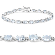 Bids.com 8.80 Carat Genuine Aquamarine .925 Sterling Silver Bracelet Bracelets