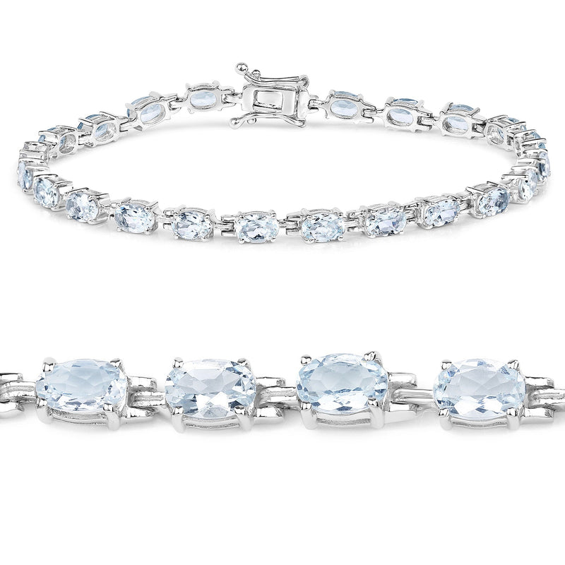 Bids.com 8.80 Carat Genuine Aquamarine .925 Sterling Silver Bracelet Bracelets