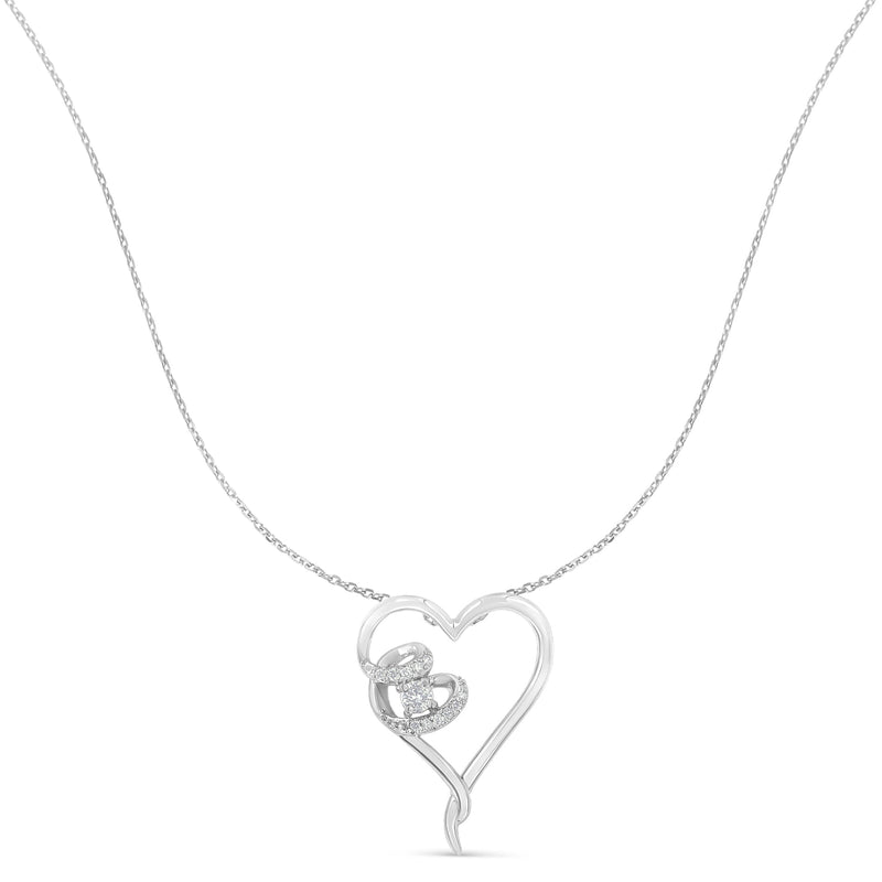 Bids.com .925 Sterling Silver 1/10 cttw Diamond Heart Pendant Necklace (H-I, I1-I2) Necklaces