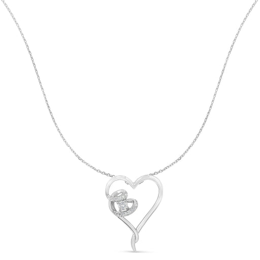 Bids.com .925 Sterling Silver 1/10 cttw Diamond Heart Pendant Necklace (H-I, I1-I2) Necklaces