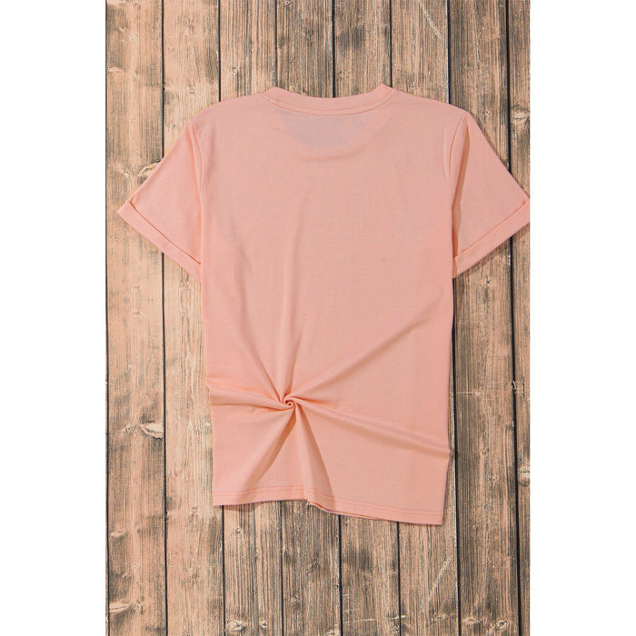 Heart Round Neck Short Sleeve T-Shirt