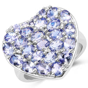 Bids.com 3.96 Carat Genuine Tanzanite .925 Sterling Silver Ring Rings