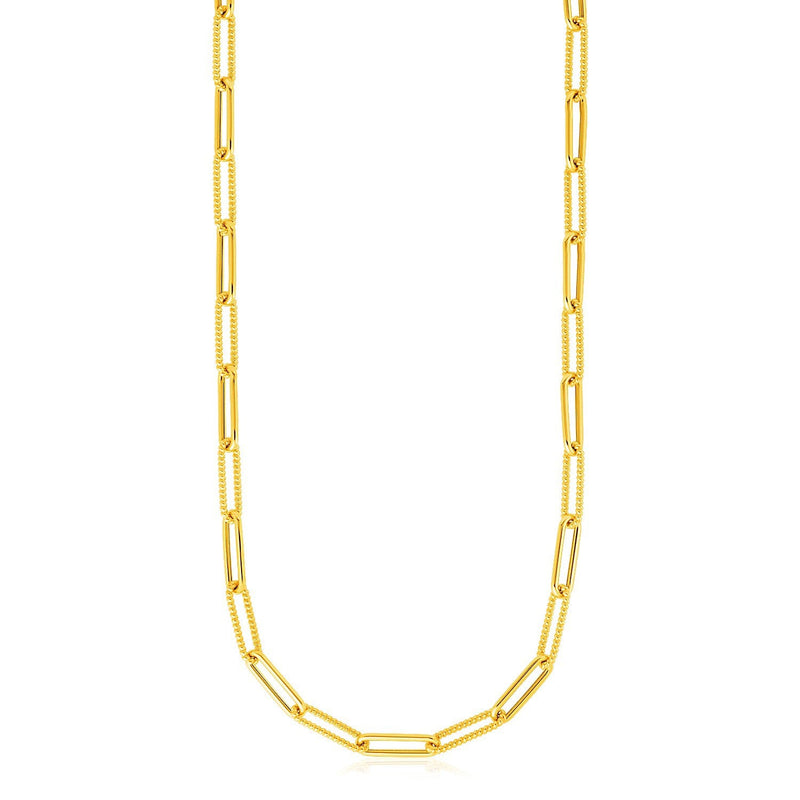 Bids.com 14k Yellow Gold Textured Paperclip Chain (3.5mm) Necklaces