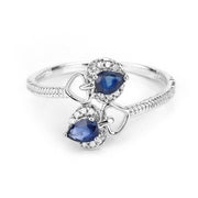 Bids.com 0.34 Carat Genuine Blue Sapphire and White Diamond 14K White Gold Ring Rings