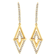 Bids.com 14K Yellow Gold 3/8 Cttw Double Triangle Drop and Dangle Diamond Earrings (G-H Color, SI1-SI2 Clarity) Earrings