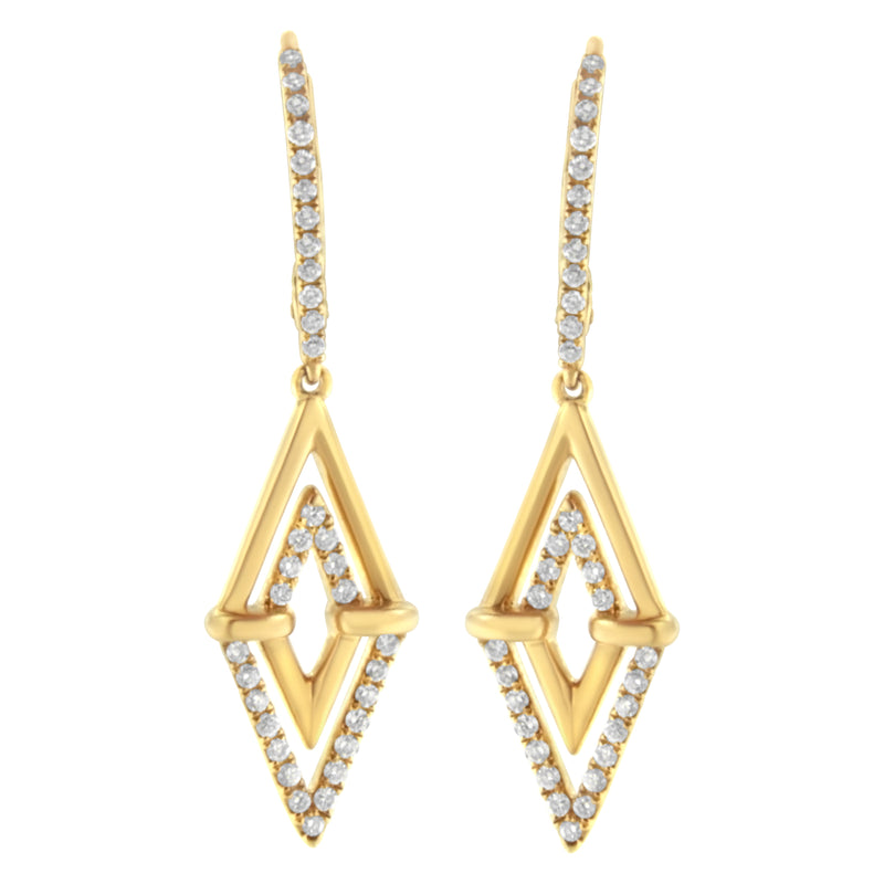 Bids.com 14K Yellow Gold 3/8 Cttw Double Triangle Drop and Dangle Diamond Earrings (G-H Color, SI1-SI2 Clarity) Earrings