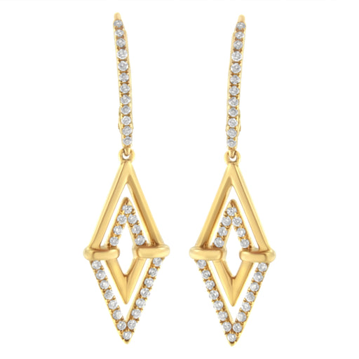 Bids.com 14K Yellow Gold 3/8 Cttw Double Triangle Drop and Dangle Diamond Earrings (G-H Color, SI1-SI2 Clarity) Earrings