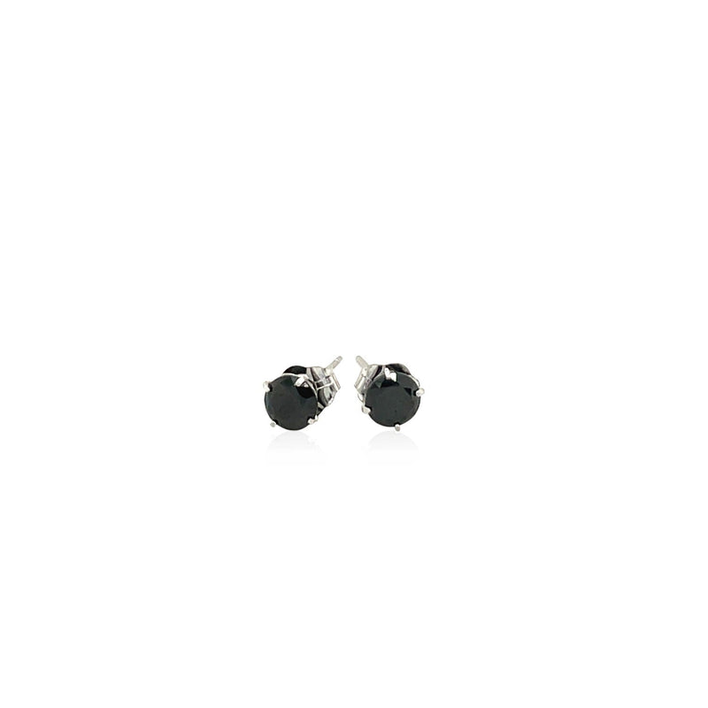 Bids.com 14k White Gold Stud Earrings with Black 4mm Cubic Zirconia Earrings